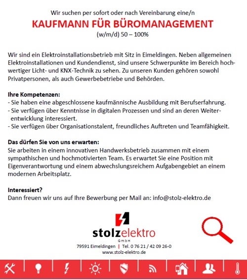 Stellenzeige Kaufmann/Kauffrau für Bueromanagement